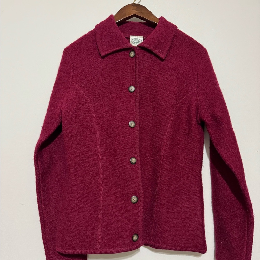 Vintage Laura Ashley Womens Medium 100% WOOL Cardigan Button Preppy Classic Y2K